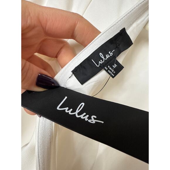 NWT Lulus Elegant Cutie Ivory Bow Long Sleeve Backless Mini Dress Cocktail Sz M - Picture 5 of 8